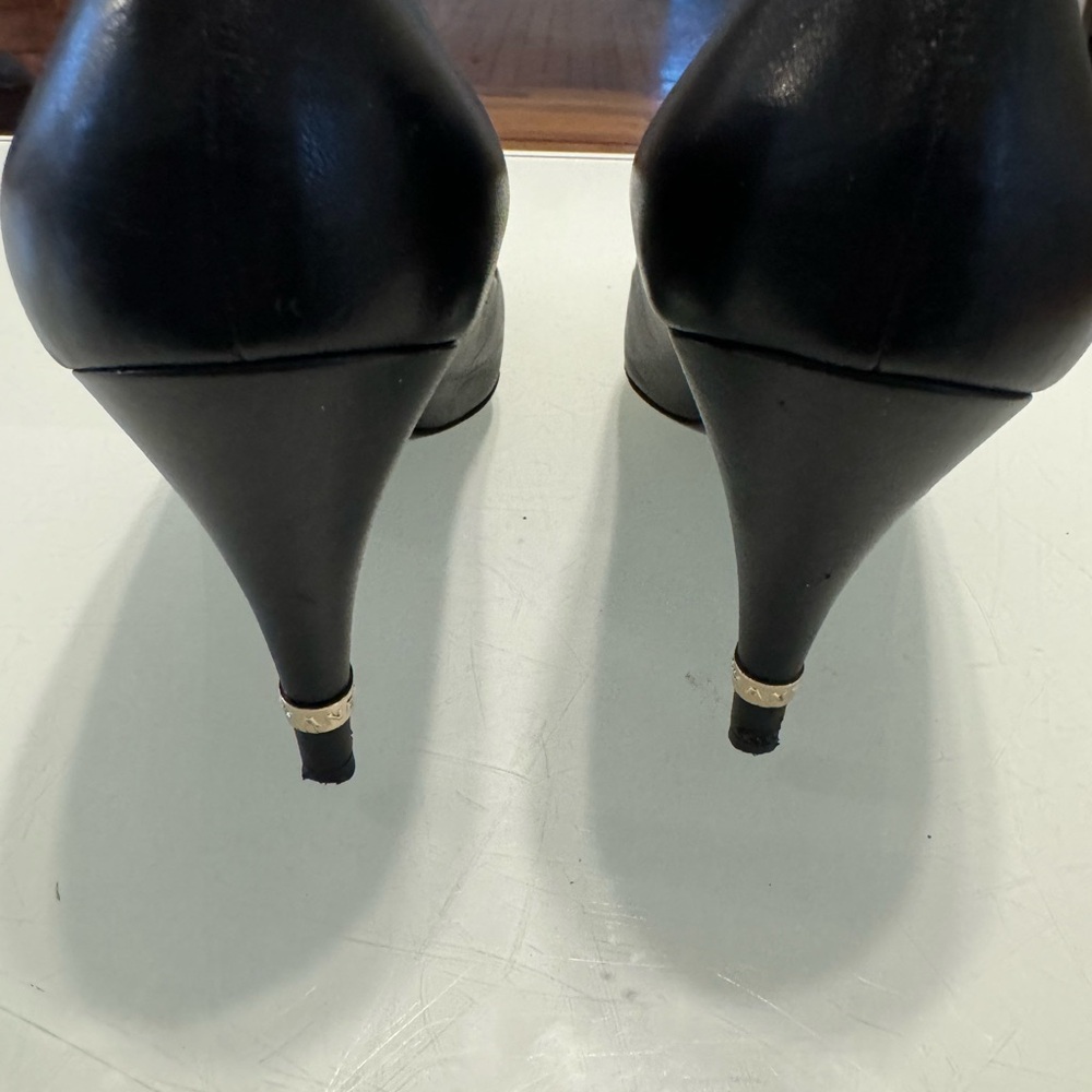 CHANEL Black Leather Heels - Picture 7 of 8
